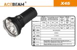 LED Baterka Acebeam X45 + 4x IMR 18650 3100 3,6V akumulátor