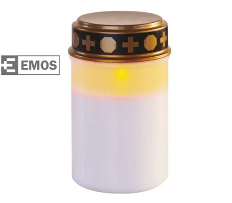 LED náhrobná sviečka EMOS, 12,5cm, 2x C, vonkajšia aj vnútorná, vintage, časovač