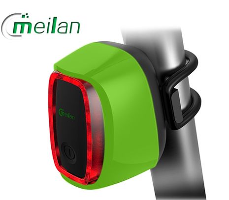Zadné bicyklové svetlo Meilan X6, USB nabíjateľné, Zelené telo - Praktik Set